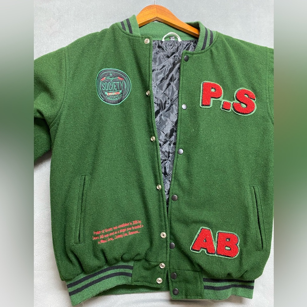 Product Of Society 2006 Varsity Jacket XL Green Wool Bomber Streetwear Y2K VTG - Picture 6 of 16